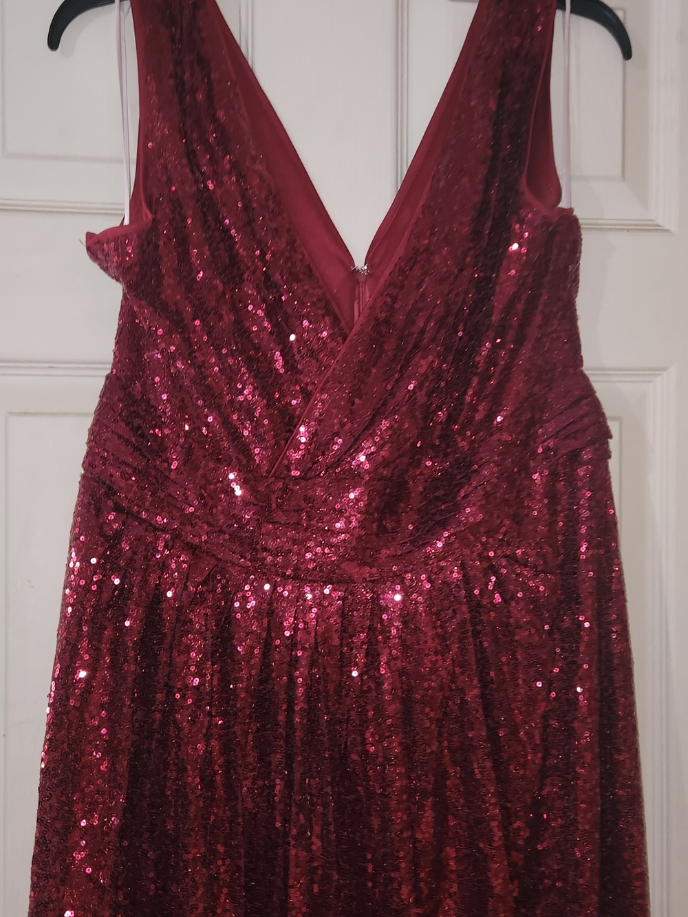 Karen Kasin Sequin V-Neck Dress - Deep Burgundy